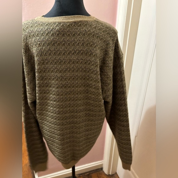 Vintage Made In USA Northern Isles Grandpa Sweater Tan Brown Men's Size Large - Picture 6 of 11